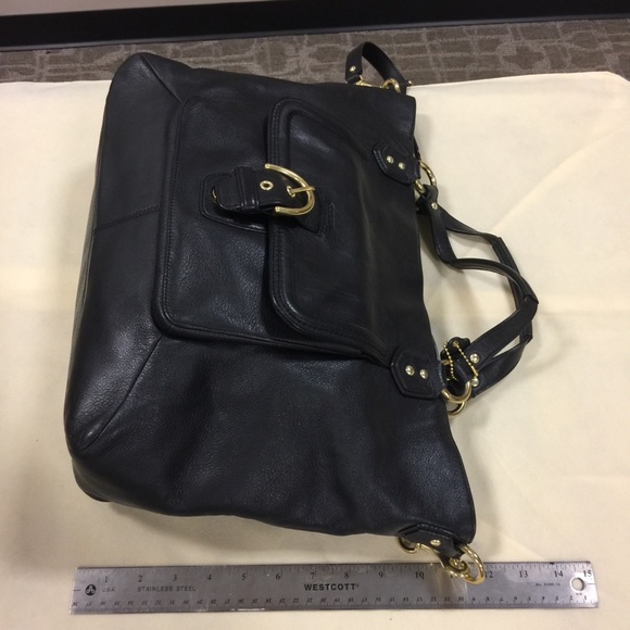 Large coach tote with brass hardware - Picture 3 of 8